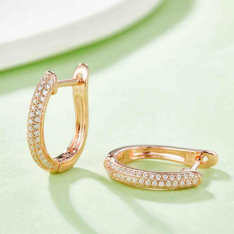 三排对半耳环S925银莫桑钻厘石D级0.3CT